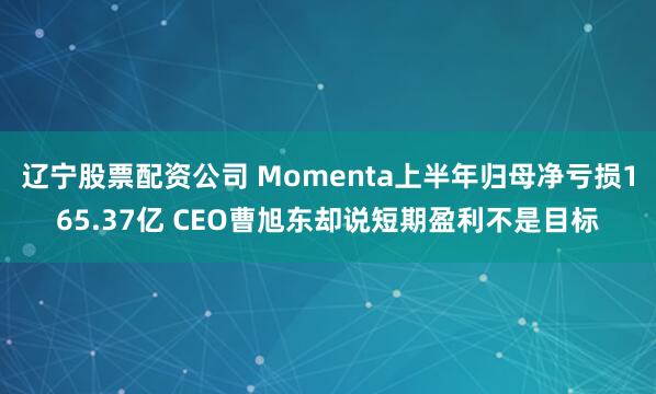 辽宁股票配资公司 Momenta上半年归母净亏损165.37亿 CEO曹旭东却说短期盈利不是目标